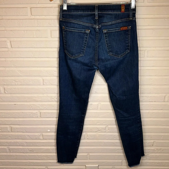 7 For All Mankind Dark Wash The Ankle Skinny Raw Hem Jeans, Women’s Size 26 - Picture 8 of 8